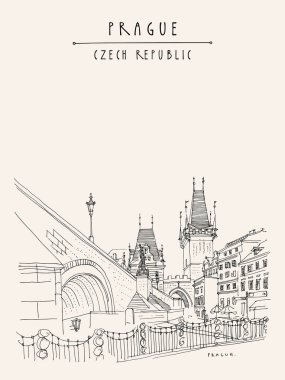 Prag, Çek Cumhuriyeti, Avrupa. Charles Bridge (Karluv Most). Başla.