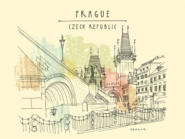 Prag, Çek Cumhuriyeti. Charles Bridge (Karluv Most). Prag ailesi.