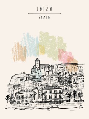 Ibiza Town Old city, Balearic islands, Spain, Europe. Ibiza cast clipart