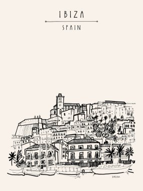 İbiza Kasabası Eski Şehir, Balear Adaları, İspanya, Avrupa. İbiza oyuncuları