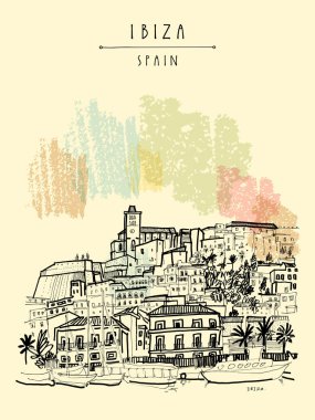 İbiza Kasabası Eski Şehir, Balear Adaları, İspanya, Avrupa. İbiza oyuncuları