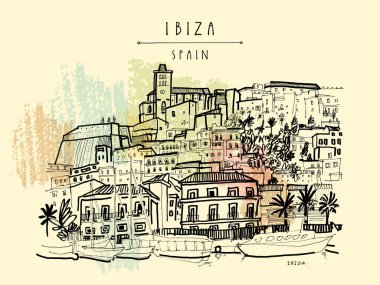 İbiza Kasabası Eski Şehir, Balear Adaları, İspanya, Avrupa. İbiza oyuncuları