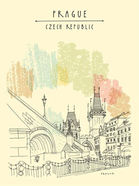 Praha, Česká republika, Evropa. Karlův most (Karlův most). Pr — Stockový vektor