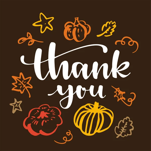 Teşekkür ederiz. Şükran Günü tebrik kartı. Sonbahar modern kaligrafik 