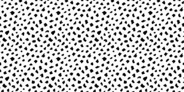 Çita pürüzsüz desen. Küçük noktalı parmak izi. Soyut leopar arkaplanı. Siyah beyaz hayvan dokusu. Düzensiz noktalar, organik vuruşlar, karalamalar, küçük daireler. El çizimi karalamalar tekstil bg şekilleri