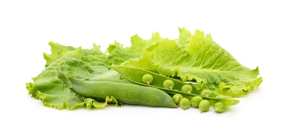Lettuce Peas Isolated White Background — Stock Photo, Image