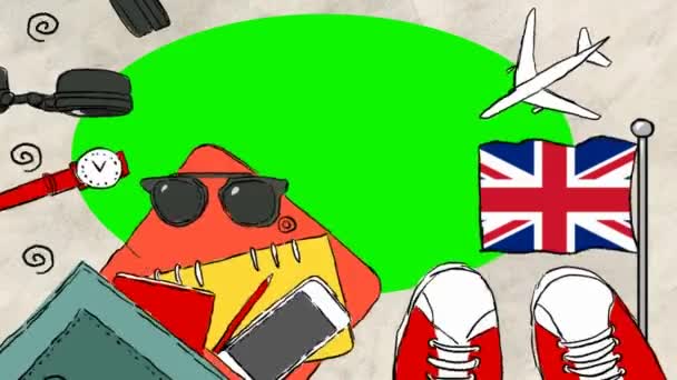 United Kingdom Hand Drawn Tourism — Stock Video