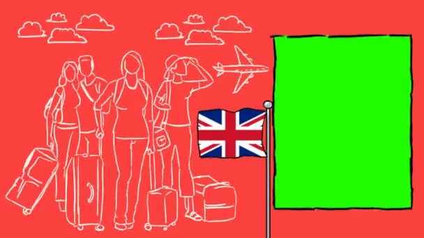 United Kingdom Hand Drawn Tourism — Stock Video