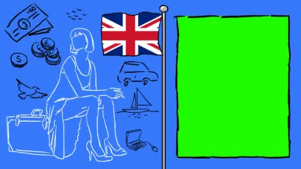 United Kingdom Hand Drawn Tourism — Stock Video