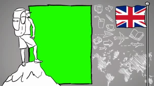 United Kingdom Hand Drawn Tourism — Stock Video