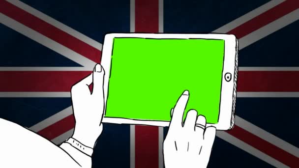 Reino Unido Desenho Mão Bandeira — Vídeo de Stock