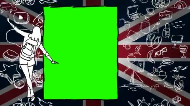 Reino Unido Desenho Mão Bandeira — Vídeo de Stock