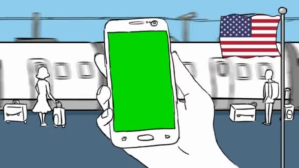 Usa Hand Drawn Tourism — Stock Video