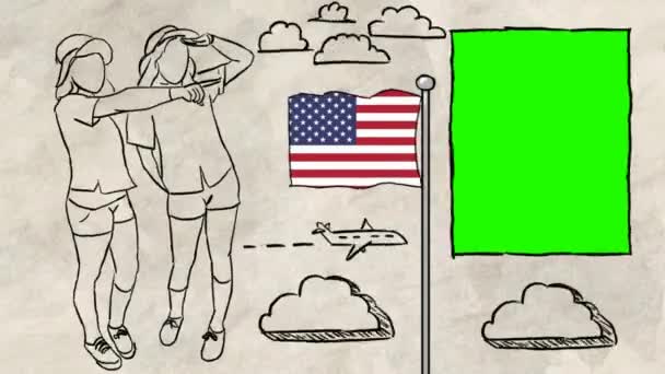Usa Hand Drawn Tourism — Stock Video
