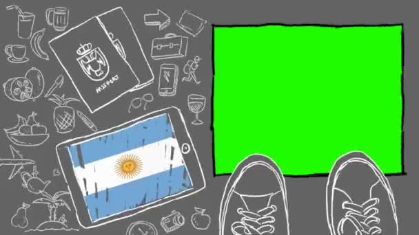 Argentinië Hand Getekende Toerisme — Stockvideo