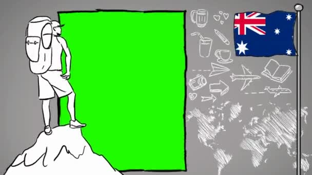 Australia Dibujado Mano Turismo — Vídeos de Stock