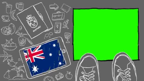 Australia Hand Drawn Tourism — Stock Video