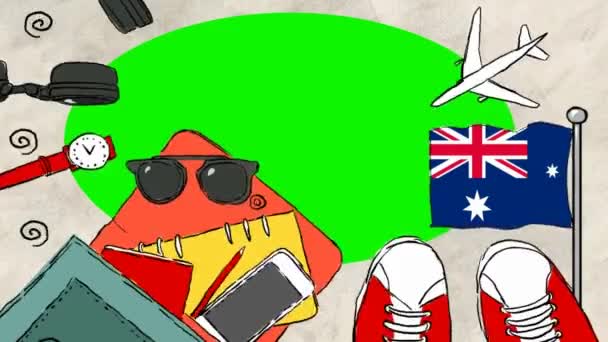 Australia Hand Drawn Tourism — Stock Video