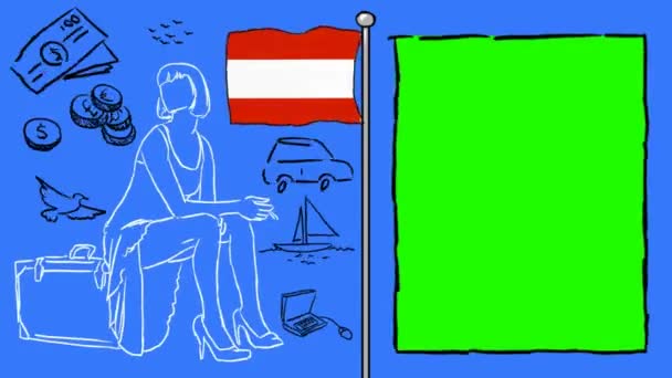 Austria Hand Drawn Tourism — Stock Video