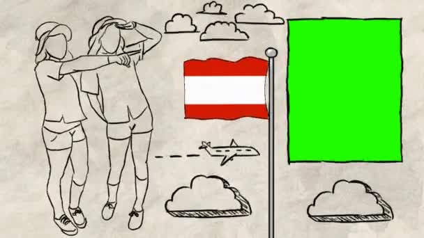 Austria Turismo Dibujado Mano — Vídeo de stock