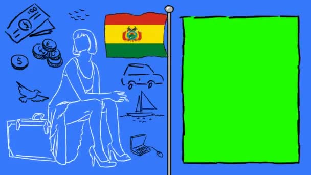 Βολιβία Χέρι Συρμένο Τουρισμού — Αρχείο Βίντεο