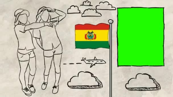 Bolivia Hand Getekende Toerisme — Stockvideo