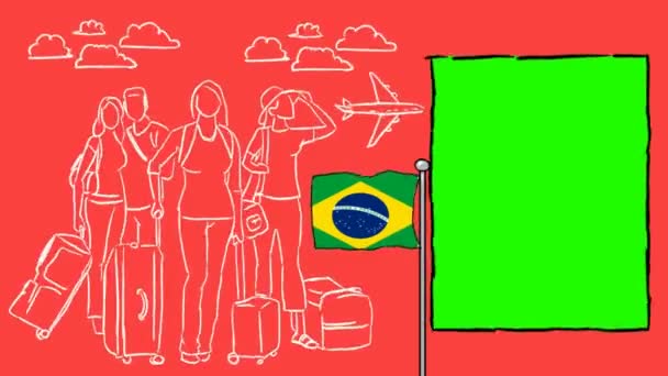 Brazil Hand Drawn Tourism — Stock Video