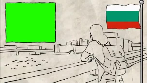 Bulgaria Turismo Disegnato Mano — Video Stock