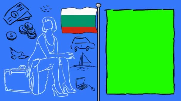 Βουλγαρία Χέρι Συρμένο Τουρισμού — Αρχείο Βίντεο