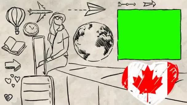Canada Hand Getekende Toerisme — Stockvideo