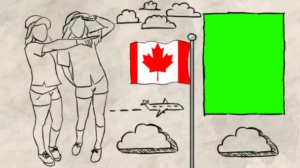 Canada Hand Getekende Toerisme — Stockvideo