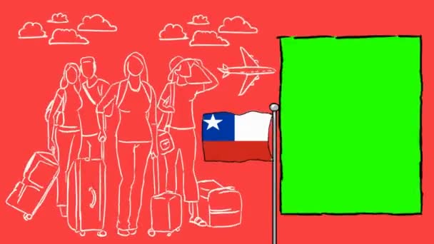 Chile Turismo Dibujado Mano — Vídeos de Stock