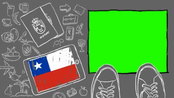 Chile Hand Drawn Tourism — Stock Video