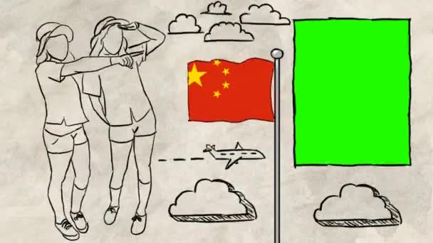 Chine Tourisme Dessiné Main — Video