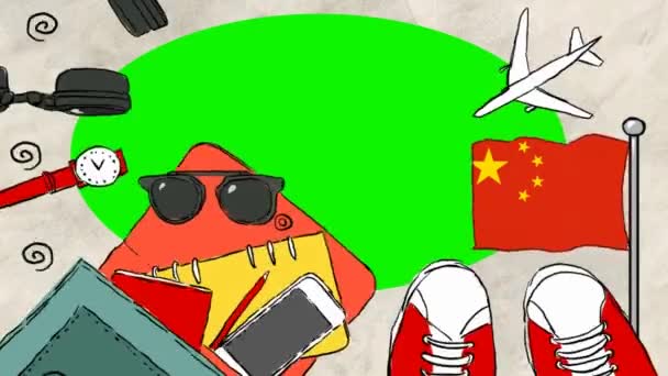 中国手描きの観光 — ストック動画