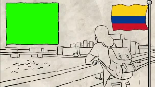 Kolumbie Ručně Tažené Cestovního Ruchu — Stock video