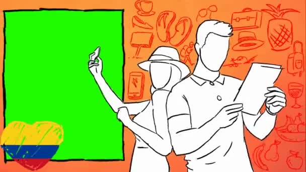 Colombia Hand Drawn Tourism — Stock Video