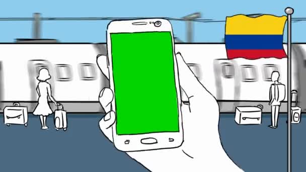 Colombia Dibujado Mano Turismo — Vídeo de stock