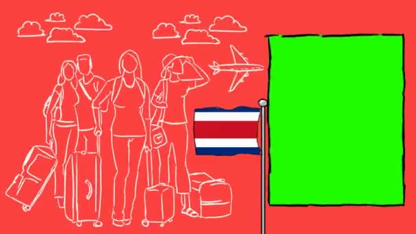 Costa Rica Hand Getekende Toerisme — Stockvideo