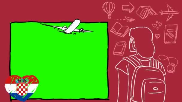 Croatia Hand Drawn Tourism — Stock Video