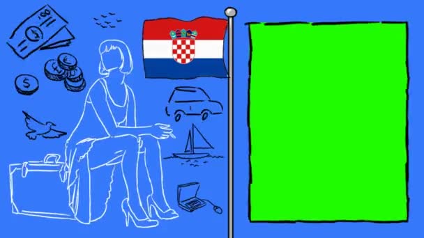 Kroatien Hand Dras Turism — Stockvideo