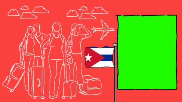 Cuba Turismo Desenhado Mão — Vídeo de Stock