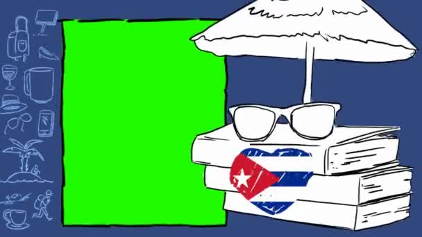 Cuba Dibujado Mano Turismo — Vídeo de stock
