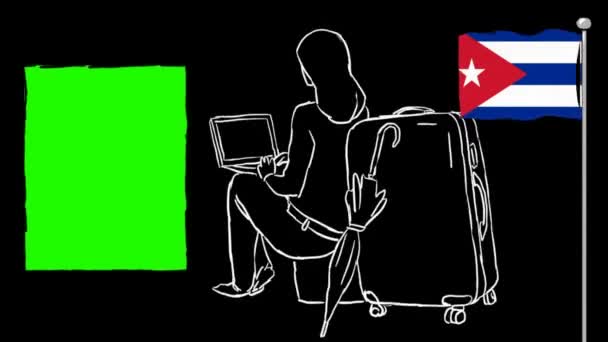 Cuba Turismo Disegnato Mano — Video Stock