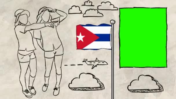 Cuba Turismo Disegnato Mano — Video Stock
