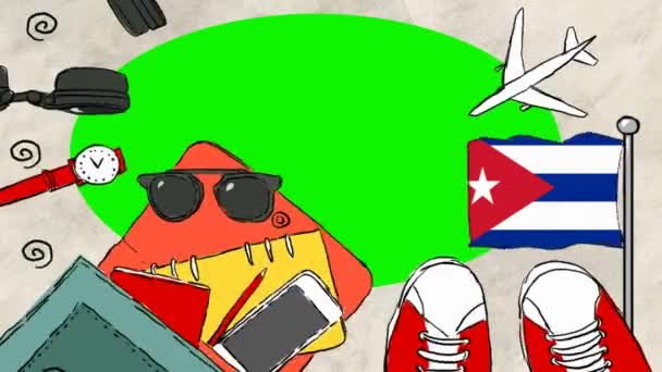 Cuba Hand Drawn Tourism — Stock Video