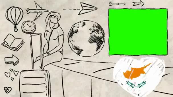 Cipro Turismo Disegnato Mano — Video Stock