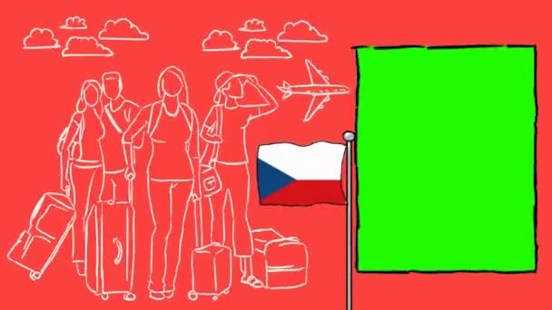 チェコ共和国手描きの観光 — ストック動画