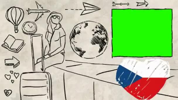 Τσεχική Δημοκρατία Χέρι Συντάσσονται Τουρισμού — Αρχείο Βίντεο