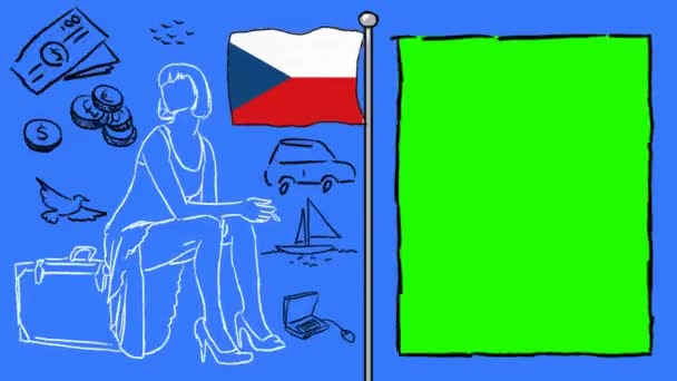 Czech Republic Hand Drawn Tourism — Stock Video